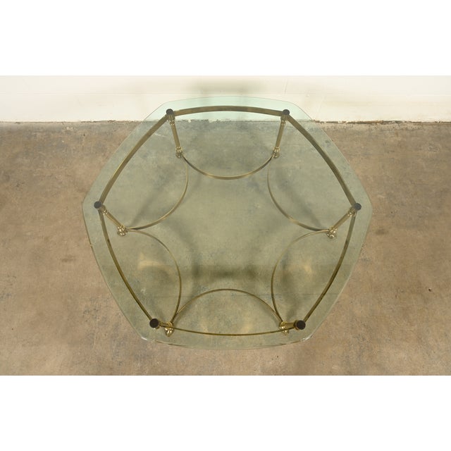 1960s LaBarge Hollywood Regency Brass and Glass Hooved Feet Cocktail Table, Circa 1960s For Sale - Image 5 of 14
