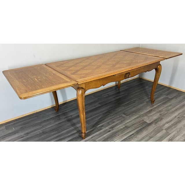 Dining Table Vintage French Louis Xvi Carved Oak Extendable Table Lot 4582 For Sale - Image 3 of 13