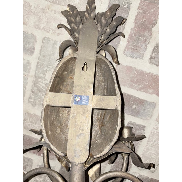 Chippendale Pair of Global Views Regency Gold Gilt 4 Light Pineapple Sconces For Sale - Image 3 of 7