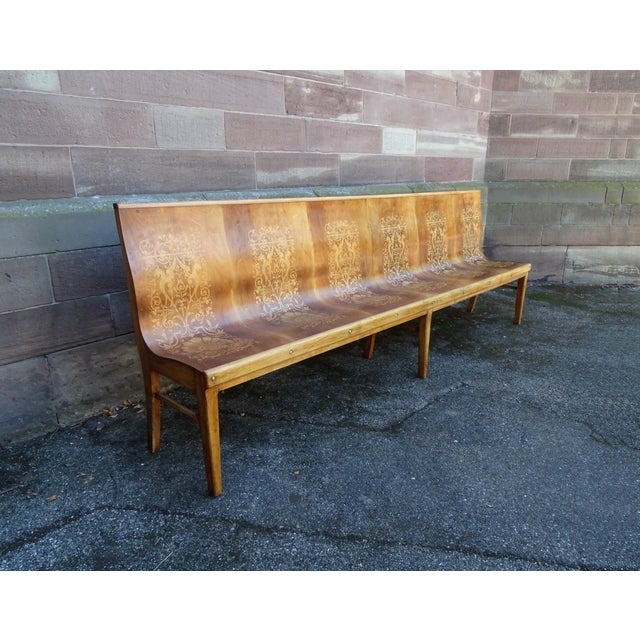 Curved Wood Bistro Bench by DG Fischel France, 1930 For Sale - Image 9 of 15