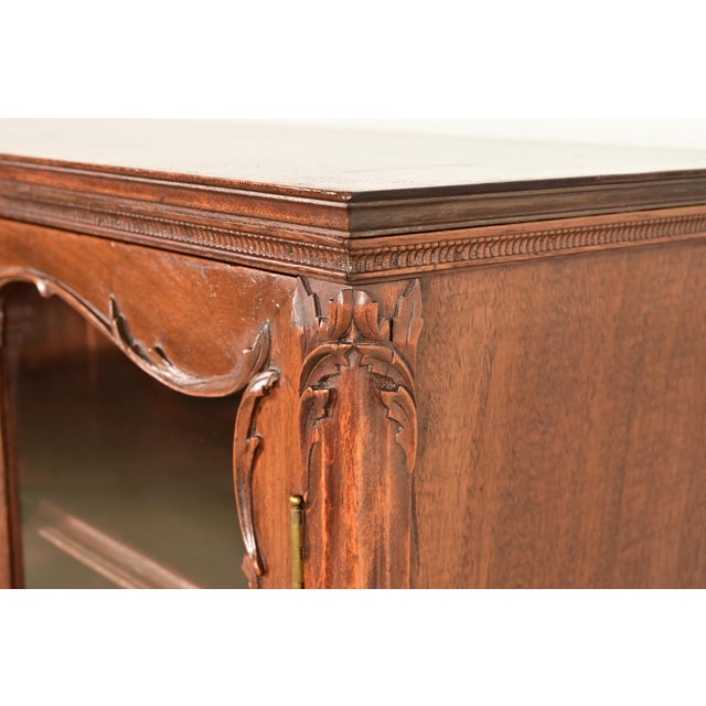 Antique Victorian Carved Mahogany Bookcase or Bar Cabinet, Circa 1890s For Sale - Image 9 of 16