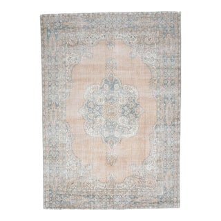 1970s Vintage Persian Handmade Wool Cotton Orange Area Rug For Sale