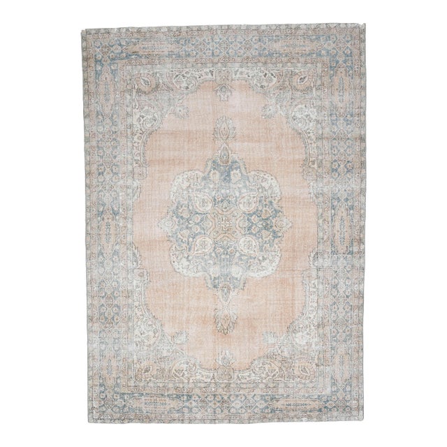 1970s Vintage Persian Handmade Wool Cotton Orange Area Rug For Sale