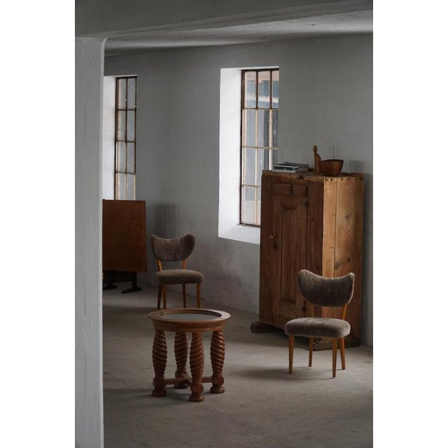 Mid-Century Modern Danish Oak Table with Spiral-Turned Legs and Glass Top, 1950s For Sale - Image 16 of 18