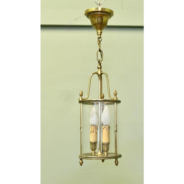 French Round Brass and Glass Lantern, 1930 For Sale - Image 3 of 8
