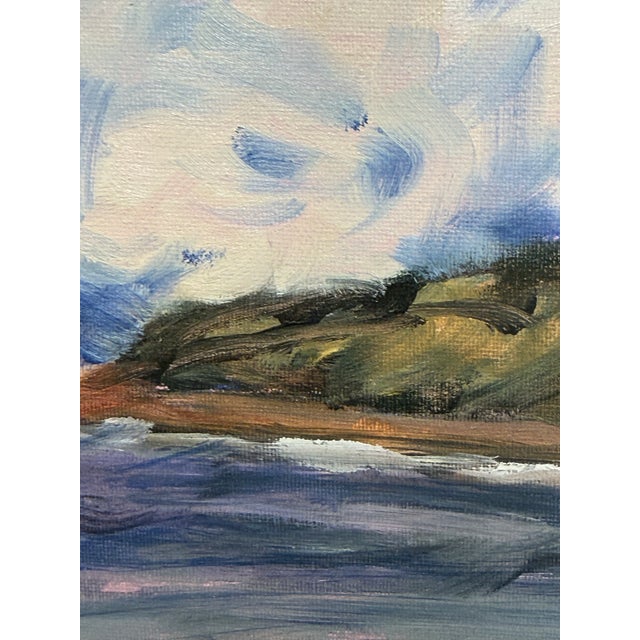 Abstract Abstract Cloud Covered Blue Skies on the Beach Painting, Framed For Sale - Image 3 of 12