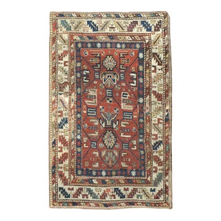Galerie Shabab Collection Early 20th Century Caucasian Kazak Throw Rug For Sale