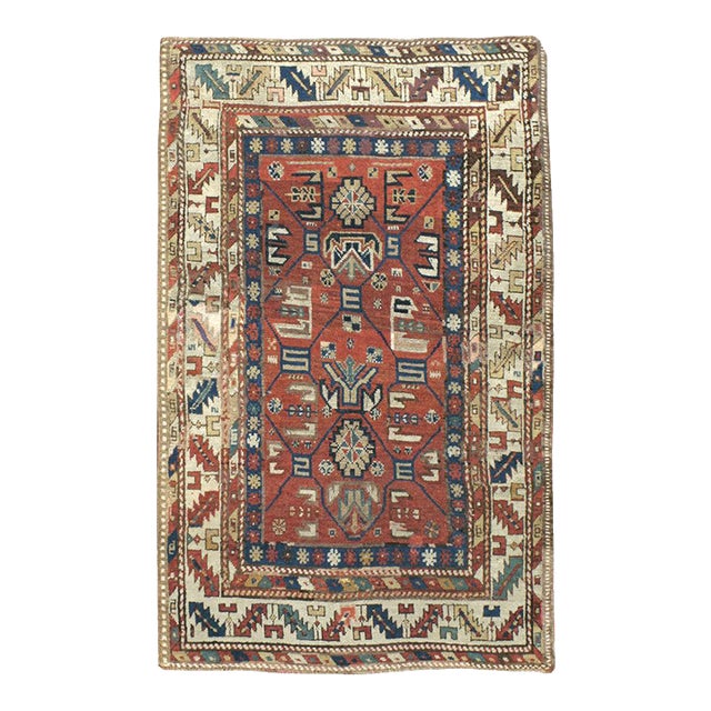Galerie Shabab Collection Early 20th Century Caucasian Kazak Throw Rug For Sale