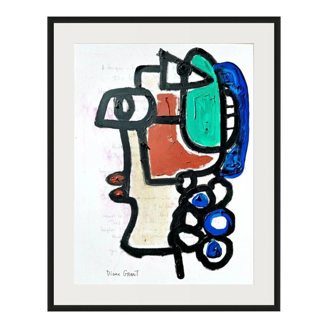 One-of-a-Kind 'Portrait of a Woman' - Abstract Figurative Original Oil Painting in the Style of Pablo Picasso For Sale