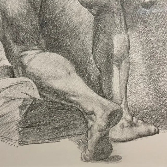 Late 20th Century Framed Academic Figure Drawing For Sale - Image 12 of 13
