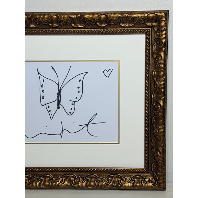 Contemporary Butterfly With Hearts – Signed Original Ink Drawing on Paper by Damien Hirst Framed Circa 21st Century For Sale - Image 3 of 18
