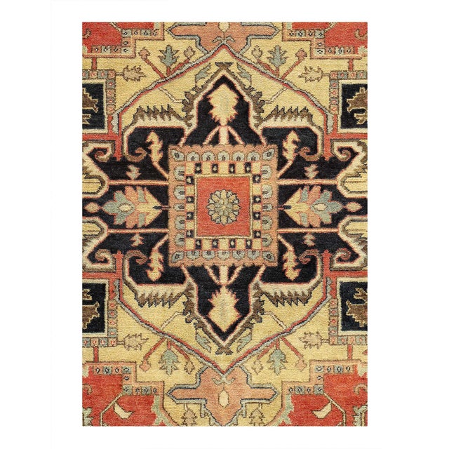 Indo Serapi design rug. Handmade Hand-knotted in fine lambswool. Lamb's Wool on a Cotton Foundation Vegetable Dyed Hand-...