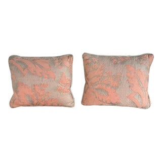 Pair of Authentic Fortuny Velvet Pillows in Soft Coral For Sale