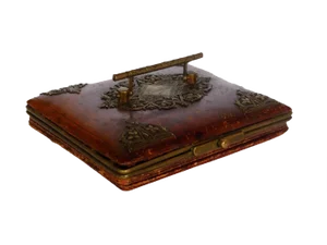 Antique Leather Women's Jewelry Box, Early 1900s