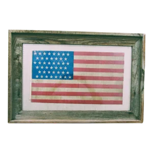 Framed Authentic 1896-1908 Us 45 Staggered Star Flag Gauze Flag