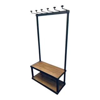 Restoration Hardware Iron and Solid Wood Mudroom Bench For Sale