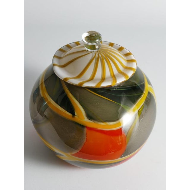 Large Studio Glass Lidded Jar by Ragnar Klenell, Sweden, 2012 For Sale - Image 16 of 18