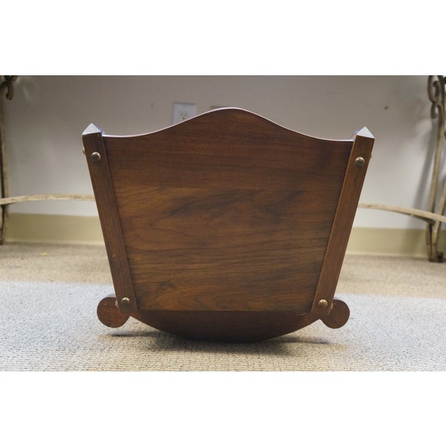 Early 20th Century Vintage Solid Oak Baby Doll Sized Rocking Cradle Crib W Cushion & Quilt 27" For Sale - Image 5 of 17