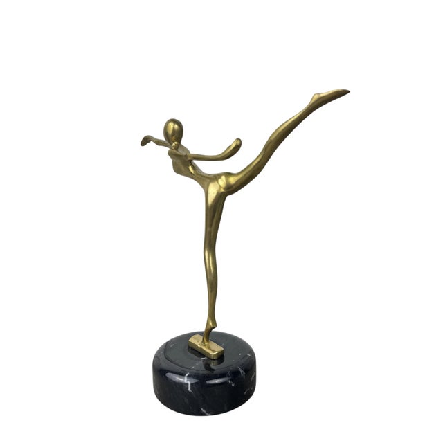 Art Deco Vintage Brass Arabesque Ballerina Dancer For Sale - Image 3 of 11