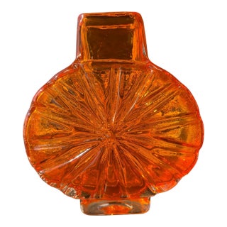 Whitefriars Sunburst Tangerine Art Glass Vintage Mid-Century Vase, 1960s For Sale
