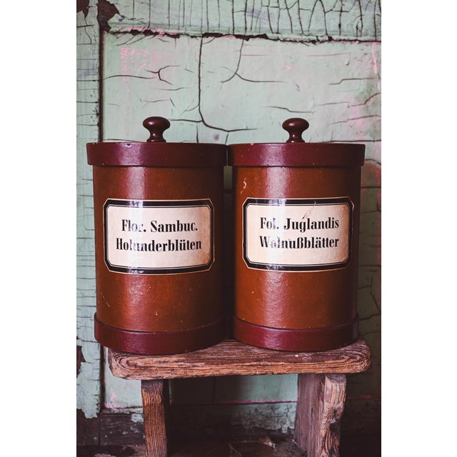 Brown Antique Apothecary Containers, Set of 2 For Sale - Image 8 of 8