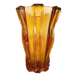 Art Deco Honey-Colored Glass Vase by Henri Heemskerk Scailmont, 1920s For Sale
