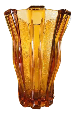 Art Deco Honey-Colored Glass Vase by Henri Heemskerk Scailmont, 1920s