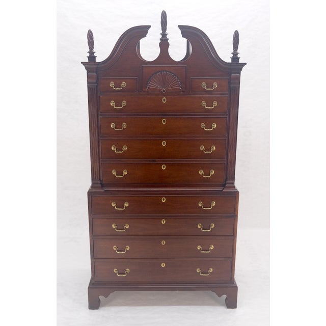 Mahagony 83" Tall 11 Drawers Finials Highboy Chest Dresser Chippendale MINT For Sale - Image 11 of 16