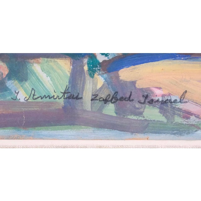 Mid 20th Century Framed Watercolor on Paper Depicting View of Safed From the Hills For Sale - Image 4 of 6