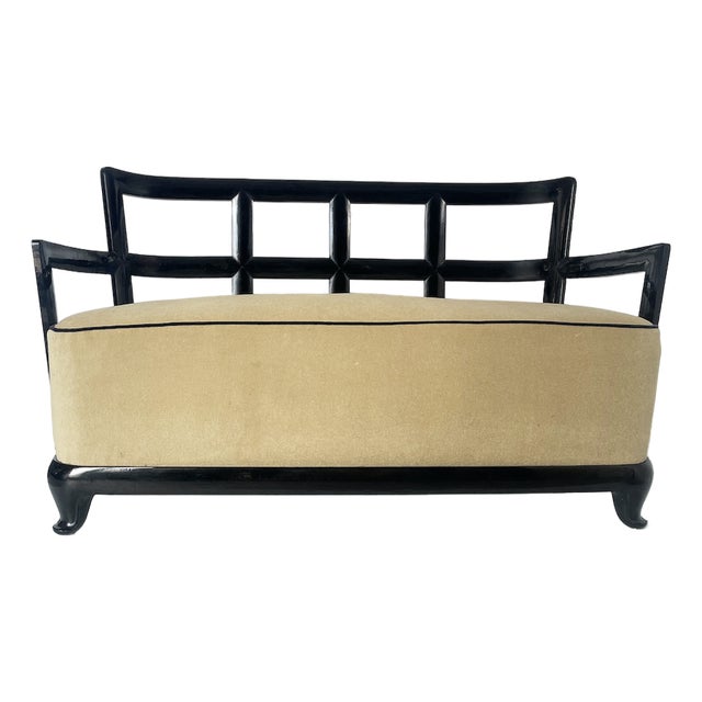 Sofa in Grid Lacquered Wood, 1930s For Sale