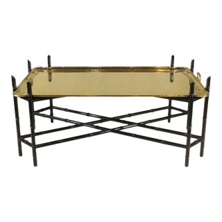 1960s Regency Style Brass Tea Table For Sale