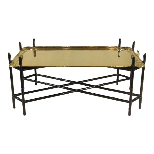 1960s Regency Style Brass Tea Table For Sale
