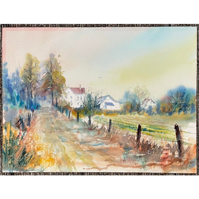 Traditional 1987 Bob Pittman North Carolinal Farm Scene Watercolor For Sale - Image 3 of 3