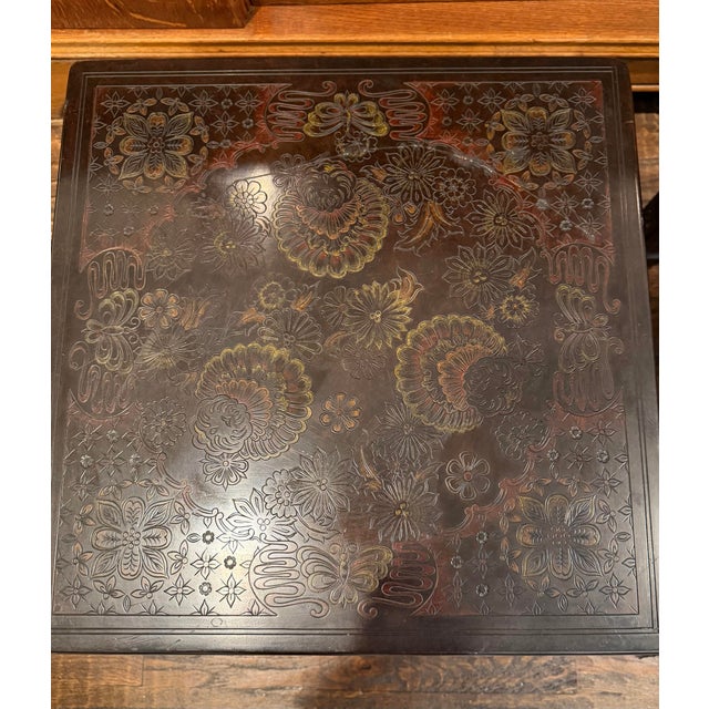 1978 John Widdicomb Asian Modern Incised Lacquer End Tables – Matching Pair For Sale - Image 10 of 12