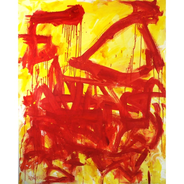 Red Run Rhombus, Orginal Abstract Painting by Robbie Kemper For Sale