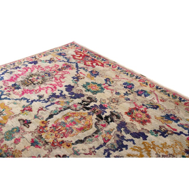 Traditional 2010s Rug & Kilim's Agra Floral Rug in Beige, Gold, Pink Al Over Floral Pattern For Sale - Image 3 of 8