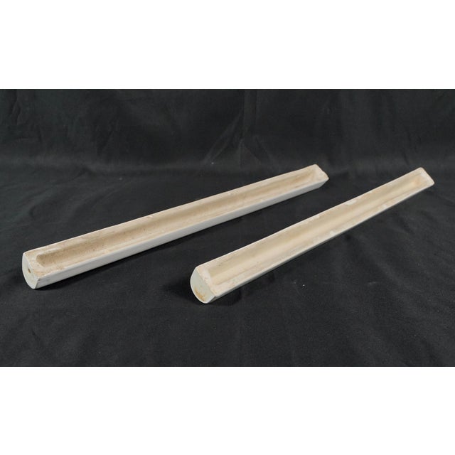 Ceramic Pair of Vintage European White Ceramic Pencil Wall Tiles For Sale - Image 7 of 8