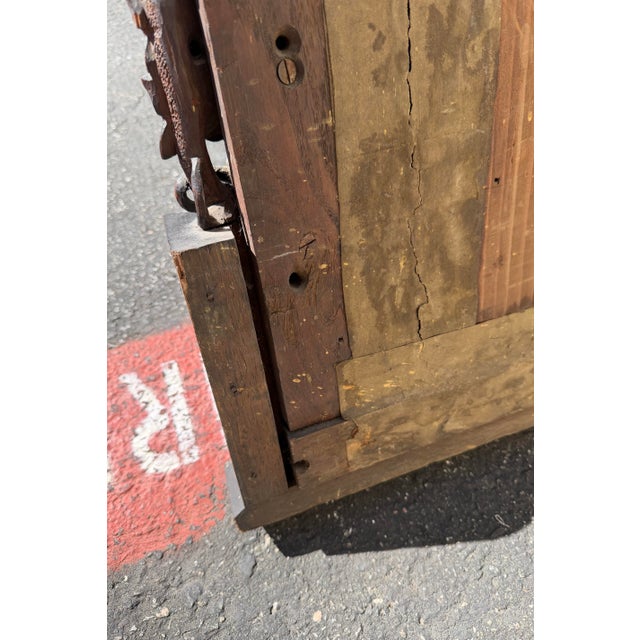 Large Antique Hand-Carved Oak Black Forest Style Figural Wall Mirror For Sale - Image 18 of 18