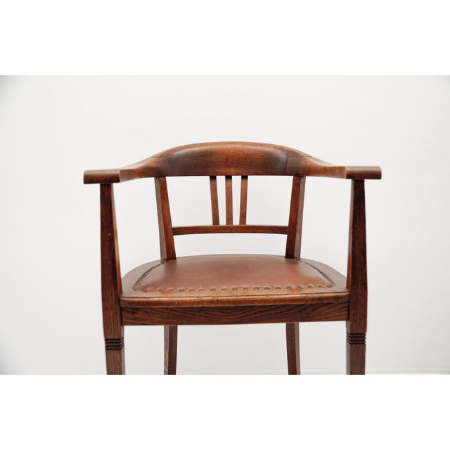 Vintage German Art Deco Armchairs in Wood and Leather, 1930s, Set of 2 For Sale - Image 12 of 17