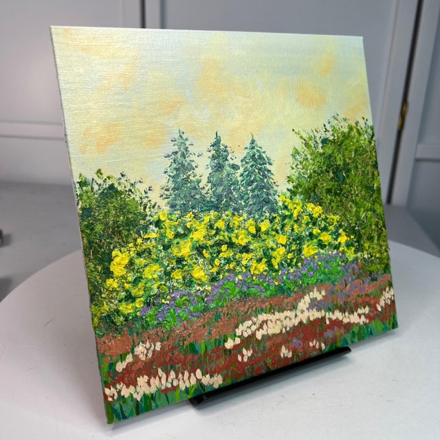 Contemporary Nature's Bounty 8" X 8" Acrylic Original Painting Wall Art Mixed Media Decor For Sale - Image 3 of 7
