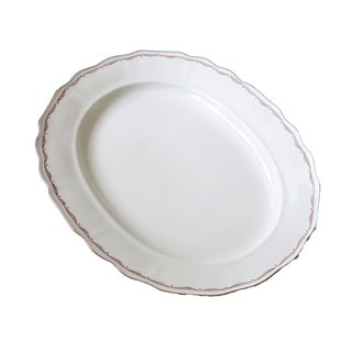 Large Vintage Oval Serving Plate with Gold Ribbon and Red Pattern from Rörstrand, Sweden For Sale