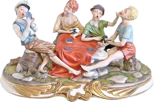 Vintage Italian Capodimonte Porcelain "The Card Cheats" by Bonappesti