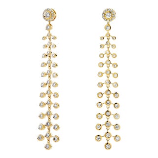 Syna Yellow Gold Mogul Chandelier Earrings with Diamonds, a Pair For Sale