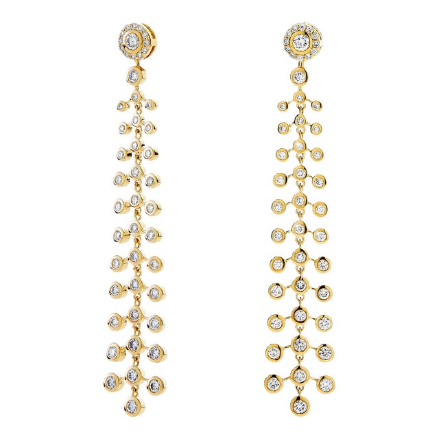 Syna Yellow Gold Mogul Chandelier Earrings with Diamonds, a Pair For Sale
