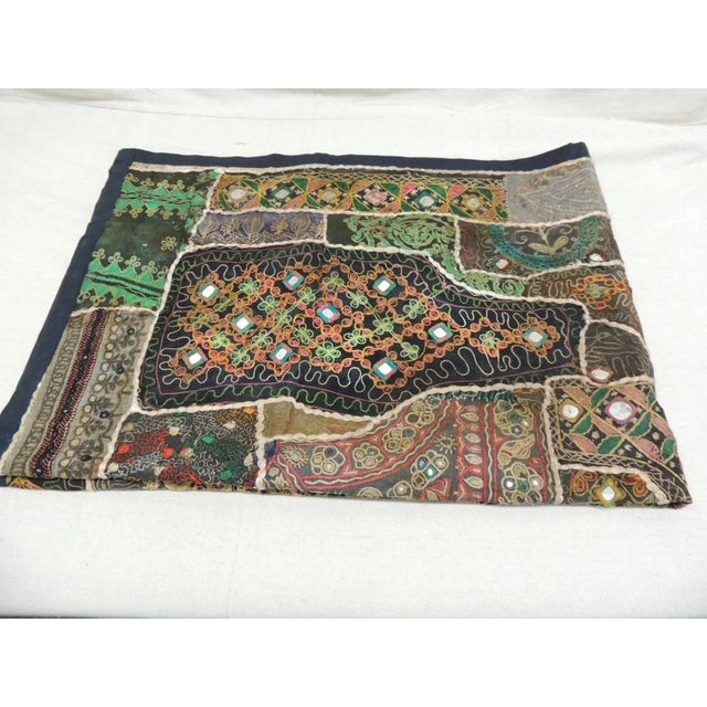 Indian patchwork with small inset mirrors wall hanging or wall tapestry. Size: 38" W x 55.5" L