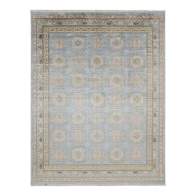Rug & Kilim’s Khotan Style Rug With Blue & Beige-Brown Medallion Patterns For Sale