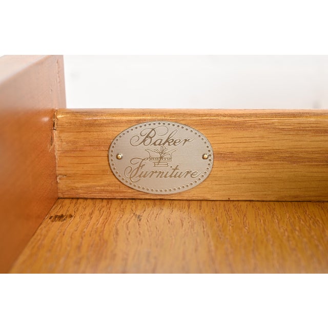 Wood Baker Furniture Regency Burl Wood Writing Desks or Library Tables, Newly Refinished For Sale - Image 7 of 12