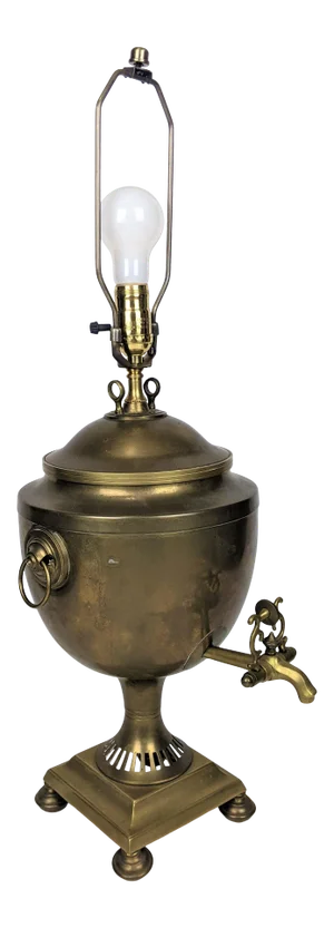Antique Early 20th Century Russian Brass Samovar Lamp