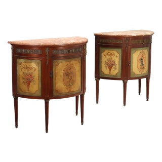 Neoclassical Style Demi-Lune Sideboards, Set of 2 For Sale