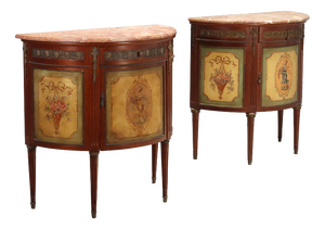 Neoclassical Style Demi-Lune Sideboards, Set of 2